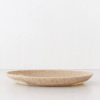 BARLETTA OVAL RESIN SERVING PLATTER  |  LARGE 35CM  |  SANDY DUNE + TERRAZZO WHITE RESIN