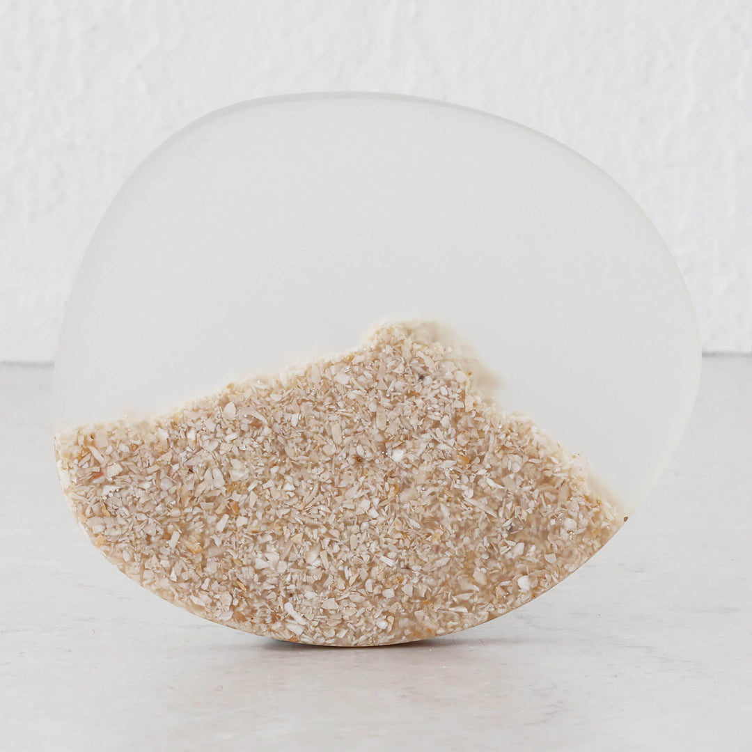 BARLETTA RESIN COASTER  |  SET OF 4  |  SANDY DUNE + TERRAZZO WHITE RESIN