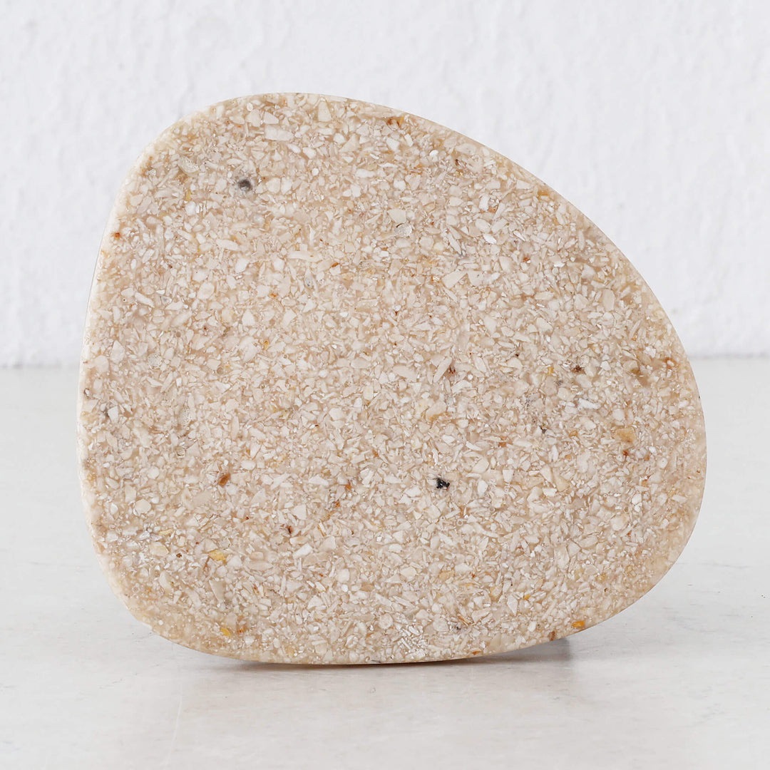 BARLETTA RESIN COASTER  |  SET OF 4  |  SANDY DUNE + TERRAZZO WHITE RESIN