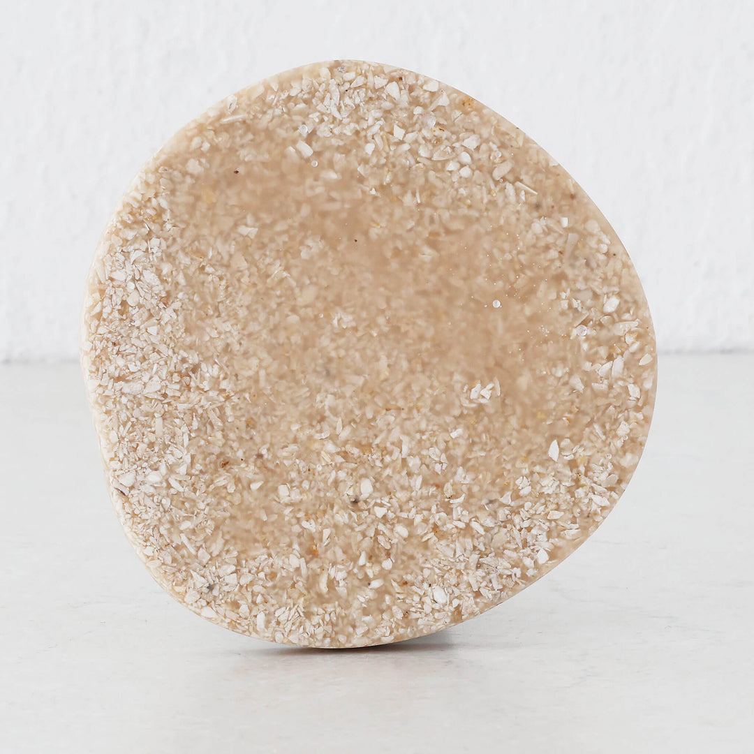 BARLETTA RESIN COASTER  |  SET OF 4  |  SANDY DUNE + TERRAZZO WHITE RESIN