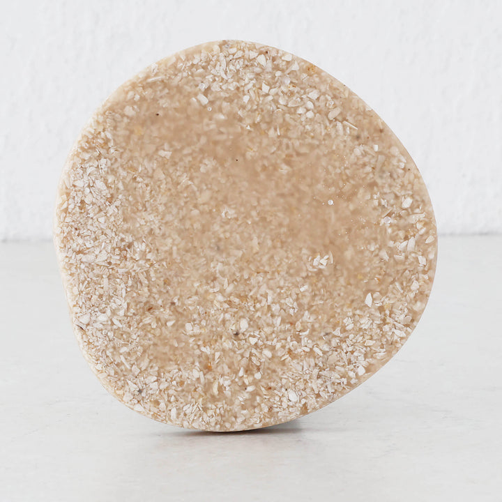 BARLETTA RESIN COASTER  |  SET OF 4  |  SANDY DUNE + TERRAZZO WHITE RESIN