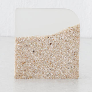 BARLETTA RESIN COASTER  |  SET OF 4  |  SANDY DUNE + TERRAZZO WHITE RESIN