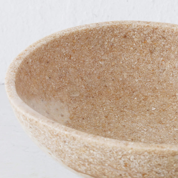 BARLETTA ROUNDED RESIN SERVING BOWL  |  MEDIUM 20CM  |  SANDY DUNE + TERRAZZO WHITE RESIN