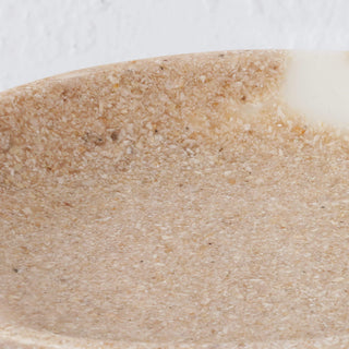 BARLETTA ROUNDED RESIN SERVING PLATTER  |  SMALL 20CM  |  SANDY DUNE + TERRAZZO WHITE RESIN