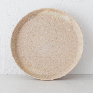 BARLETTA ROUND FOOTED SERVING PLATTER  |  LARGE 34CM  |  SANDY DUNE + TERRAZZO WHITE RESIN