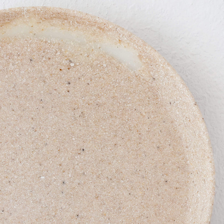 BARLETTA ROUND FOOTED SERVING PLATTER  |  LARGE 34CM  |  SANDY DUNE + TERRAZZO WHITE RESIN