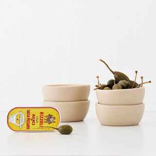 BARLETTA ROUND RESIN PINCH BOWL BUNDLE X4  |  MINI 10CM  |  SANDY DUNE + TERRAZZO WHITE RESIN