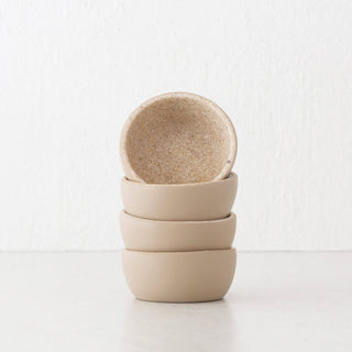 BARLETTA ROUND RESIN PINCH BOWL BUNDLE X4  |  MINI 10CM  |  SANDY DUNE + TERRAZZO WHITE RESIN