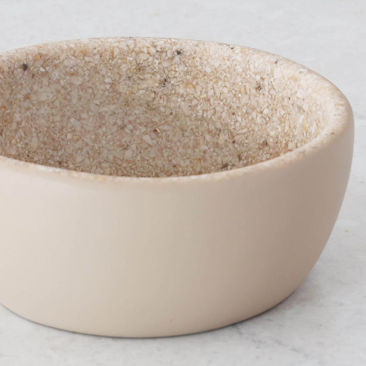 BARLETTA ROUND RESIN PINCH BOWL BUNDLE X4  |  MINI 10CM  |  SANDY DUNE + TERRAZZO WHITE RESIN