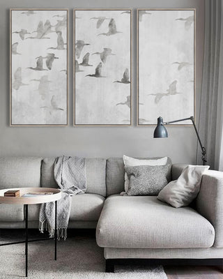 LBD EXCLUSIVE  |  BARRACA FRAMED CANVAS PRINT  |  SET OF 3  |  60 X 120CM  |  OFF WHITE + NATURAL  |  LIGHT NATURAL FRAME