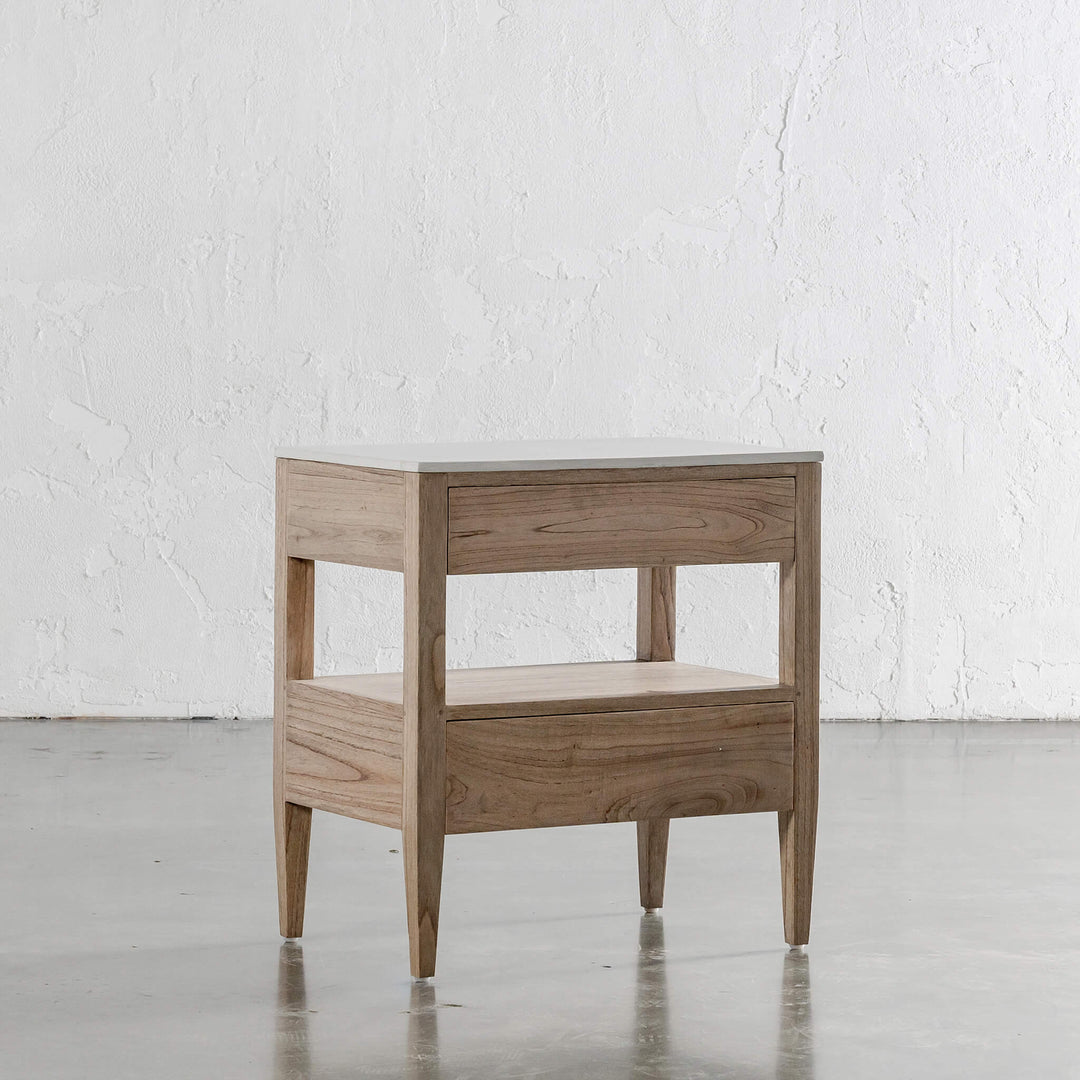 BASILIO CONRAD NIGHTSTAND  |  NATURAL ASH + BIANCO CIMENT