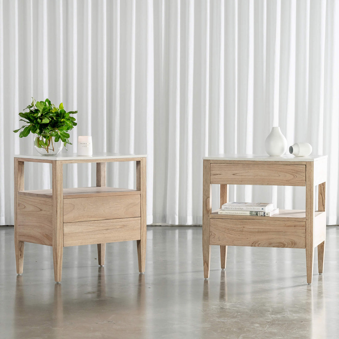 PRE ORDER  |  BASILIO JARDIN NIGHTSTAND  |  NATURAL ASH + BIANCO CIMENT