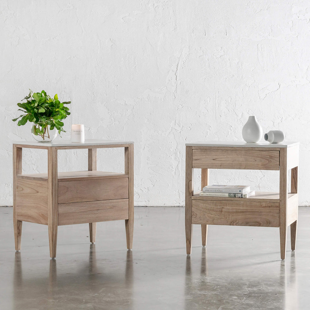 PRE ORDER  |  BASILIO CONRAD NIGHTSTAND  |  NATURAL ASH + BIANCO CIMENT