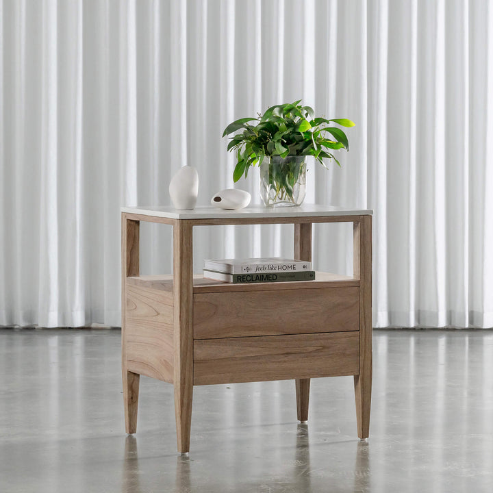 BASILIO JARDIN NIGHTSTAND  |  NATURAL ASH + BIANCO CIMENT