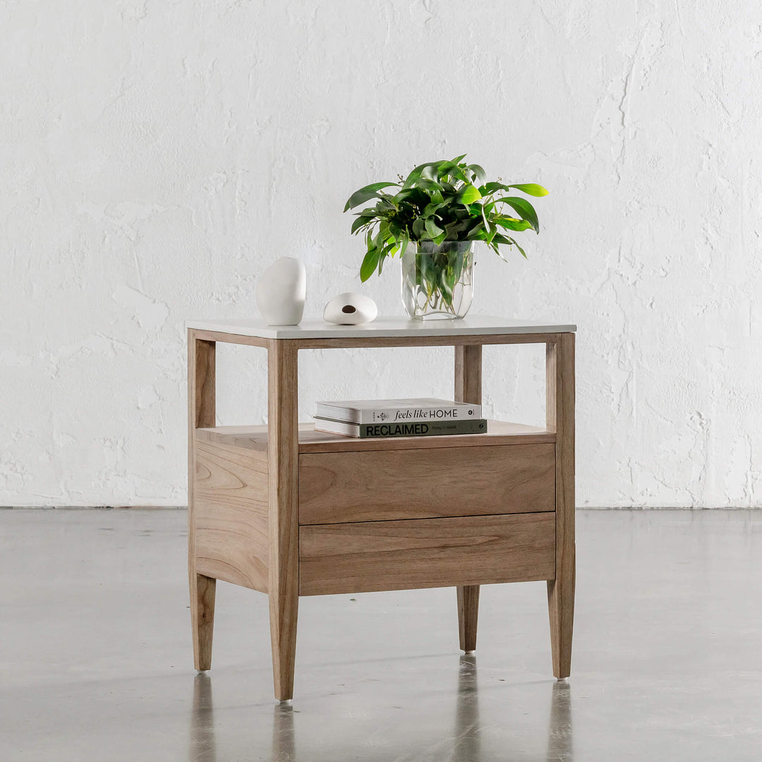 PRE ORDER  |  BASILIO JARDIN NIGHTSTAND  |  NATURAL ASH + BIANCO CIMENT