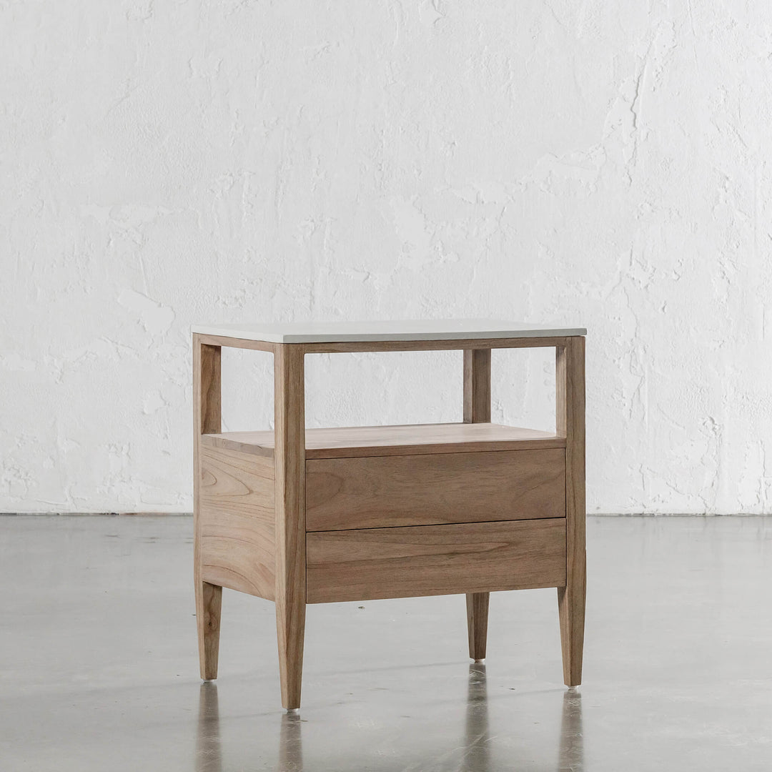 PRE ORDER  |  BASILIO JARDIN NIGHTSTAND  |  NATURAL ASH + BIANCO CIMENT