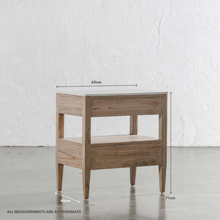 BASILIO CONRAD NIGHTSTAND  |  NATURAL ASH + BIANCO CIMENT