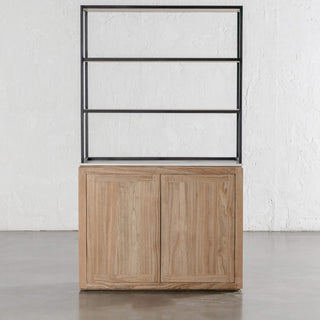 BASILIO OPEN BOOKSHELF  |  2 DOOR  |  NATURAL ASH + BIANCO CIMENT