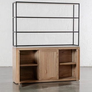 BASILIO OPEN BOOKSHELF  |  3 DOOR  |  NATURAL ASH + BIANCO CIMENT