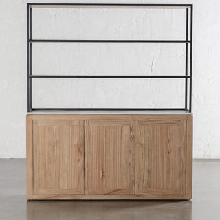 BASILIO OPEN BOOKSHELF  |  3 DOOR  |  NATURAL ASH + BIANCO CIMENT