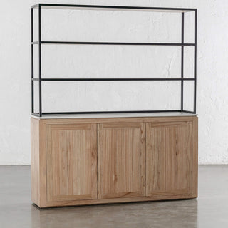 BASILIO OPEN BOOKSHELF  |  3 DOOR  |  NATURAL ASH + BIANCO CIMENT