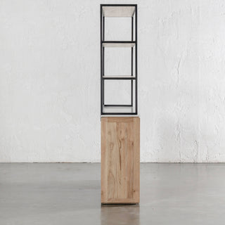 BASILIO OPEN BOOKSHELF COLLECTION | NATURAL ASH + BIANCO CIMENT
