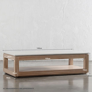BASILIO RECTANGLE COFFEE TABLE  |  NATURAL ASH + BIANCO CIMENT
