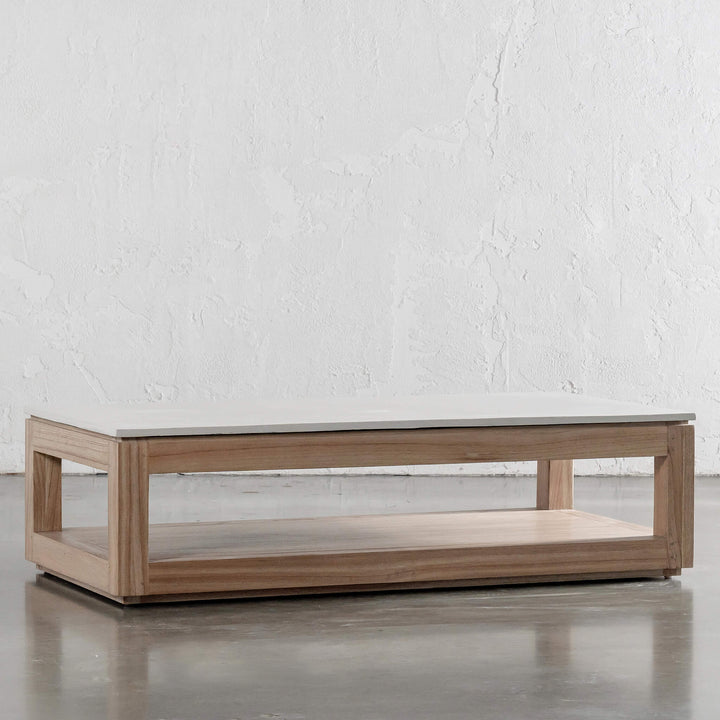 BASILIO RECTANGLE COFFEE TABLE  |  NATURAL ASH + BIANCO CIMENT