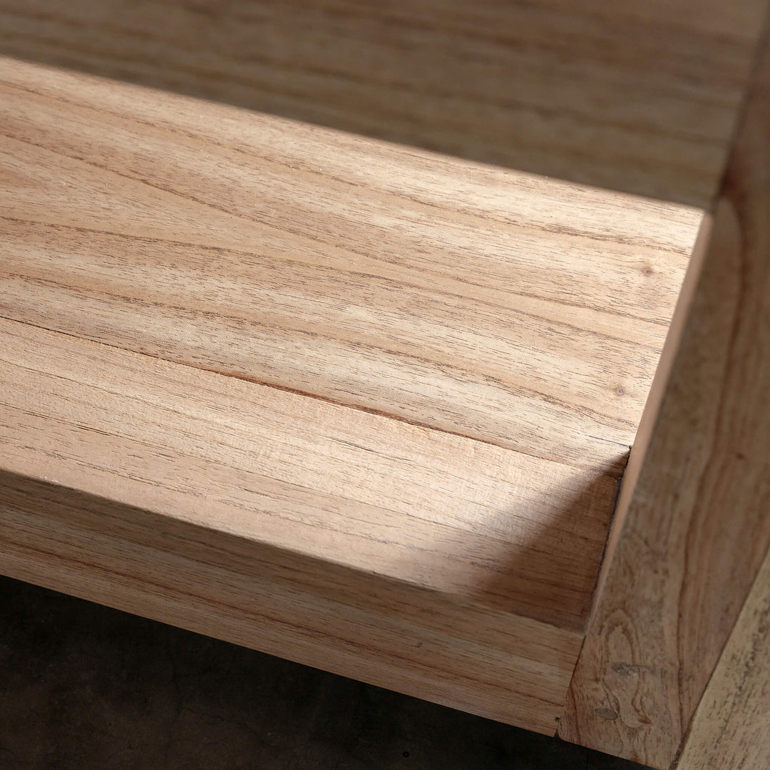 BASILIO RECTANGLE COFFEE TABLE  |  NATURAL ASH + BIANCO CIMENT CLOSE UP