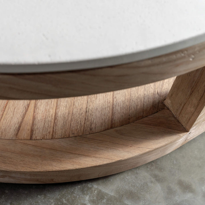 BASILIO ROUND COFFEE TABLE  |  NATURAL ASH + BIANCO CIMENT