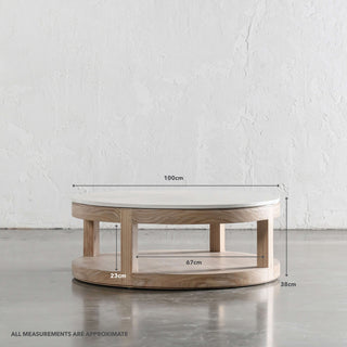 BASILIO ROUND COFFEE TABLE  |  NATURAL ASH + BIANCO CIMENT