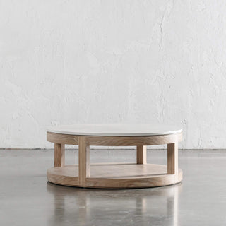 BASILIO ROUND COFFEE TABLE  |  NATURAL ASH + BIANCO CIMENT
