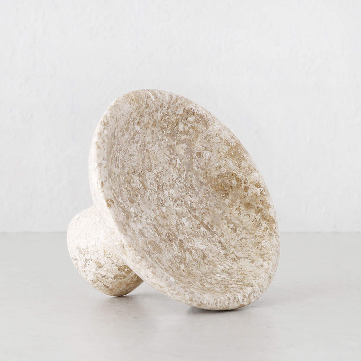 BAYAN FOOTED DISH  |  18CM  |  ORGANIC CREMA MARBLE