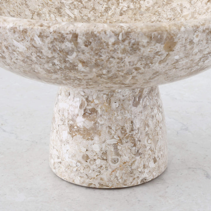 BAYAN FOOTED DISH  |  18CM  |  ORGANIC CREMA MARBLE