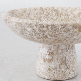 BAYAN FOOTED DISH  |  18CM  |  ORGANIC CREMA MARBLE