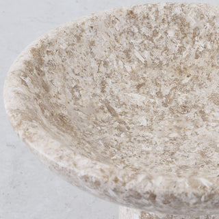 BAYAN FOOTED DISH  |  18CM  |  ORGANIC CREMA MARBLE