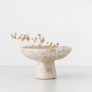 BAYAN FOOTED DISH  |  18CM  |  ORGANIC CREMA MARBLE