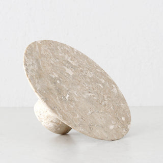 BAYAN FOOTED PLATTER  |  25CM  |  ORGANIC CREMA MARBLE