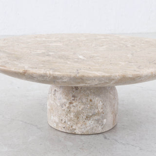 BAYAN FOOTED PLATTER  |  25CM  |  ORGANIC CREMA MARBLE
