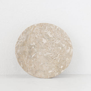 BAYAN FOOTED PLATTER  |  25CM  |  ORGANIC CREMA MARBLE