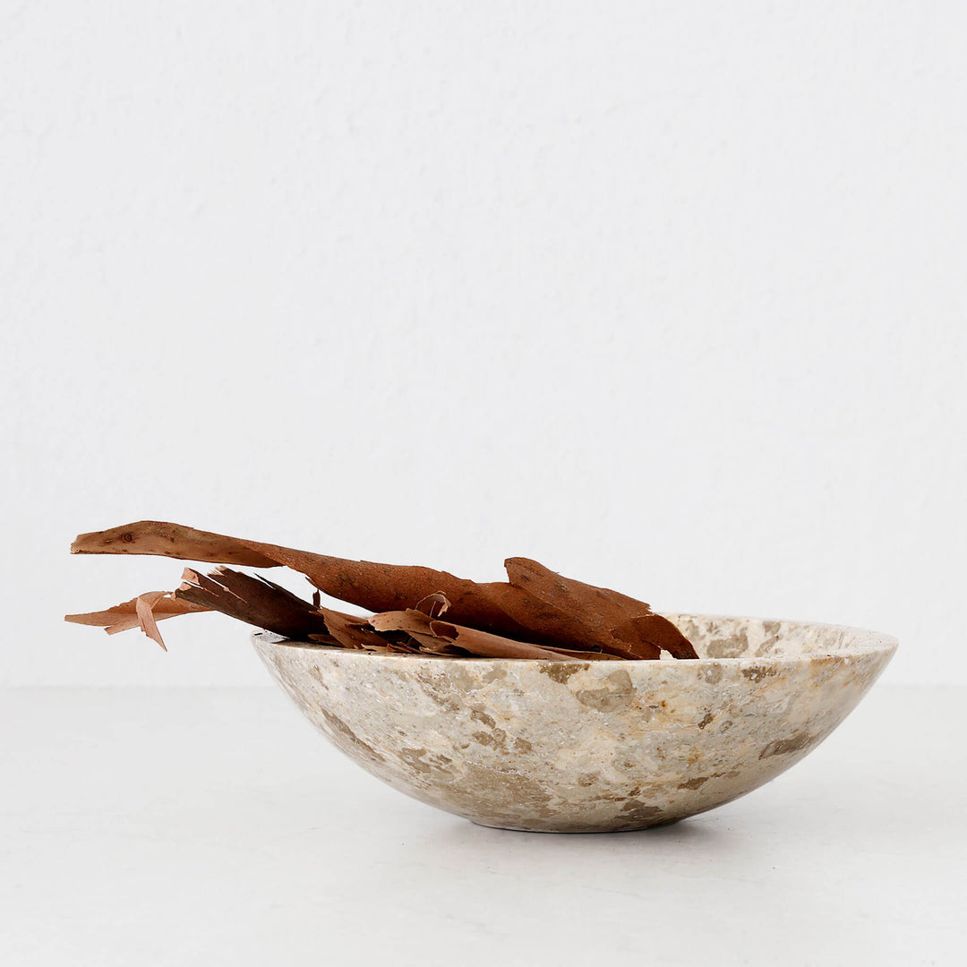 BAYAN MARBLE BOWL  |  MED 25CM  |  ORGANIC CREMA MARBLE