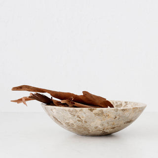BAYAN MARBLE BOWL  |  MED 25CM  |  ORGANIC CREMA MARBLE