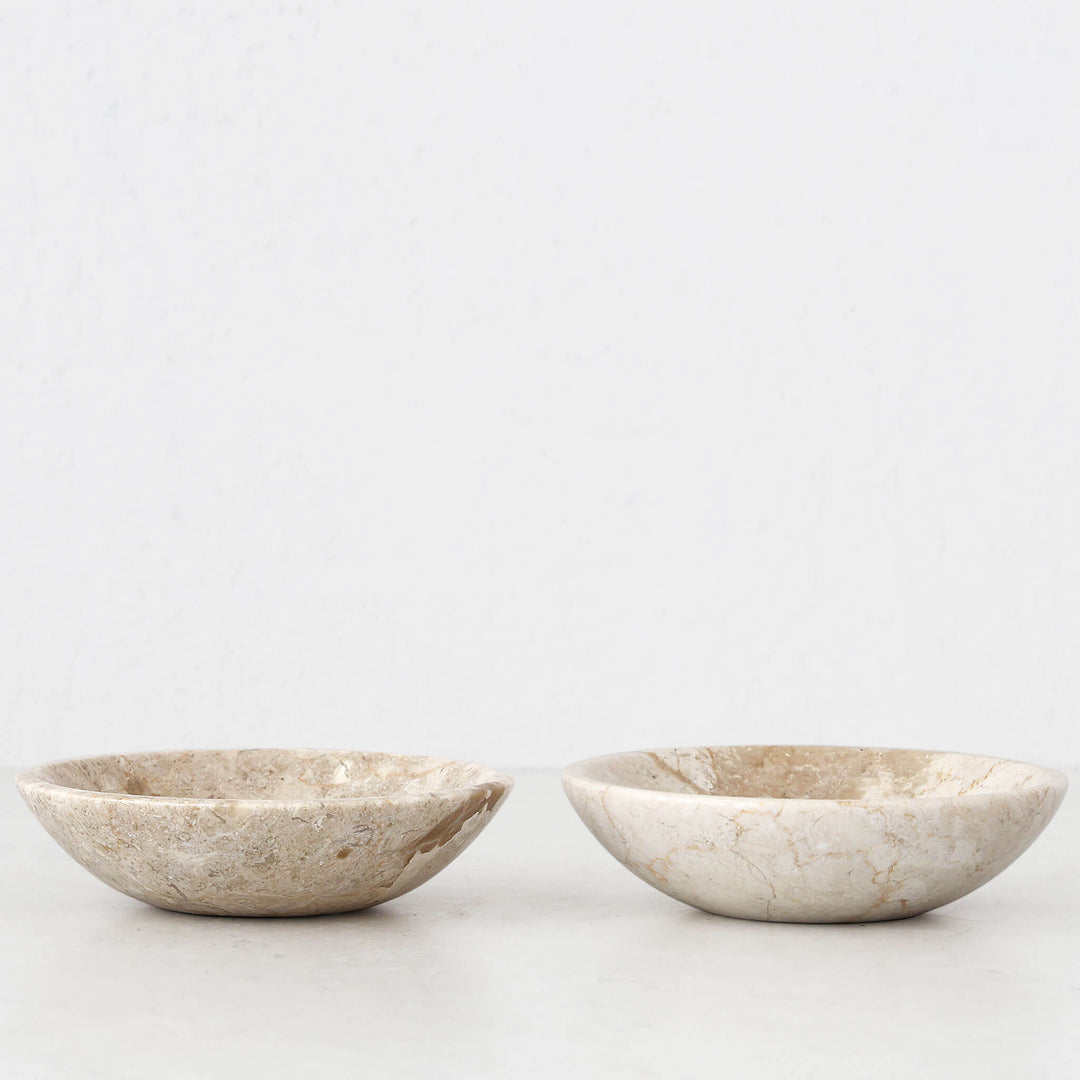BAYAN MARBLE BOWL BUNDLE X2  |  SML 15CM  |  ORGANIC CREMA MARBLE
