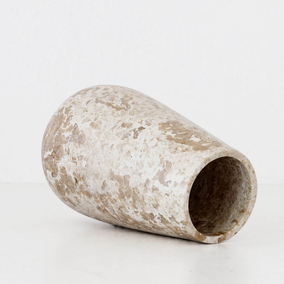 BAYAN MARBLE VASE  |  LRG 26CM  |  ORGANIC CREMA MARBLE