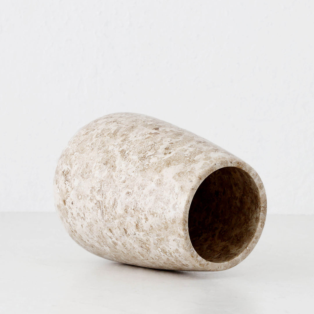 BAYAN MARBLE VASE  |  MED 20CM  |  ORGANIC CREMA MARBLE
