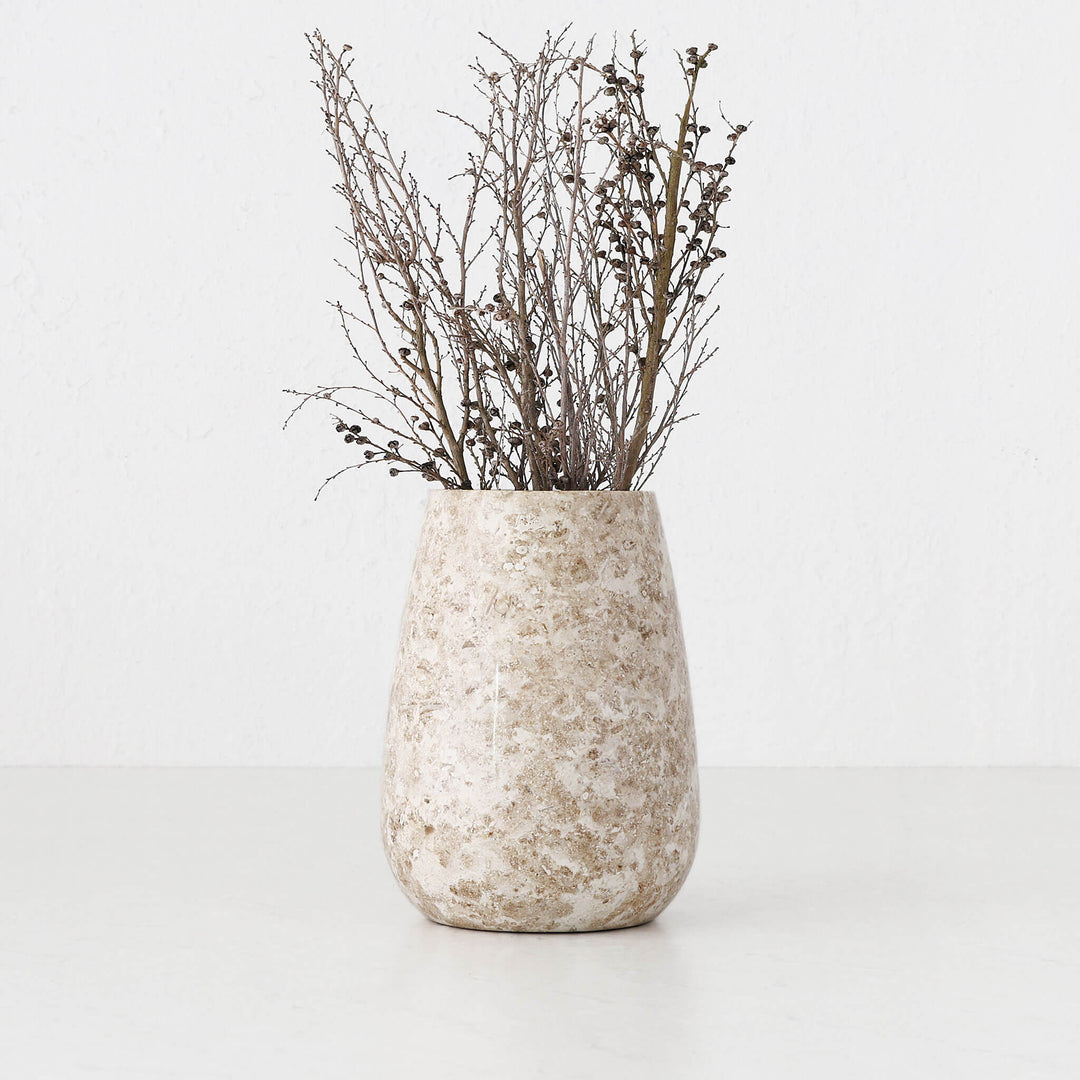 BAYAN MARBLE VASE  |  MED 20CM  |  ORGANIC CREMA MARBLE