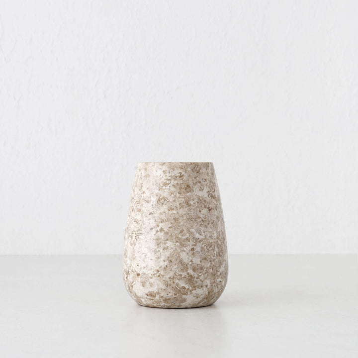 BAYAN MARBLE VASE  |  MED 20CM  |  ORGANIC CREMA MARBLE