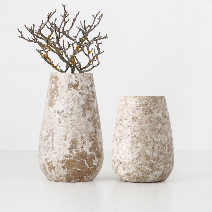 BAYAN MARBLE VASE  |  MED + LRG  |  ORGANIC CREMA MARBLE