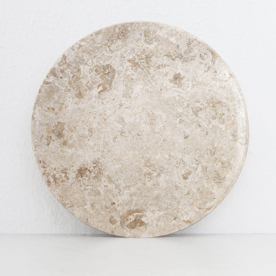 BAYAN ROUND PLATE  |  LRG 45CM  |  ORGANIC CREMA MARBLE