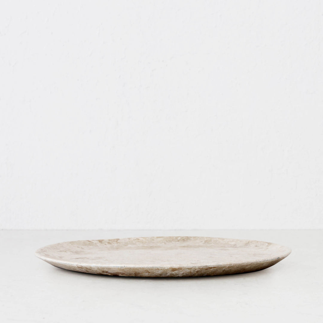BAYAN ROUND PLATE  |  LRG 45CM  |  ORGANIC CREMA MARBLE